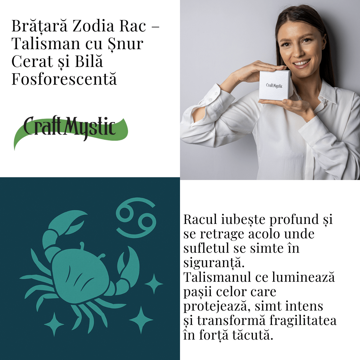 Bratara Zodiacala Ajustabila din Sfoara Cerata si Piele Sintetica - Cabochon Rotund cu Semn Zodiacal si Bila Fosforescenta