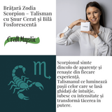 Bratara Zodiacala Ajustabila din Sfoara Cerata si Piele Sintetica - Cabochon Rotund cu Semn Zodiacal si Bila Fosforescenta