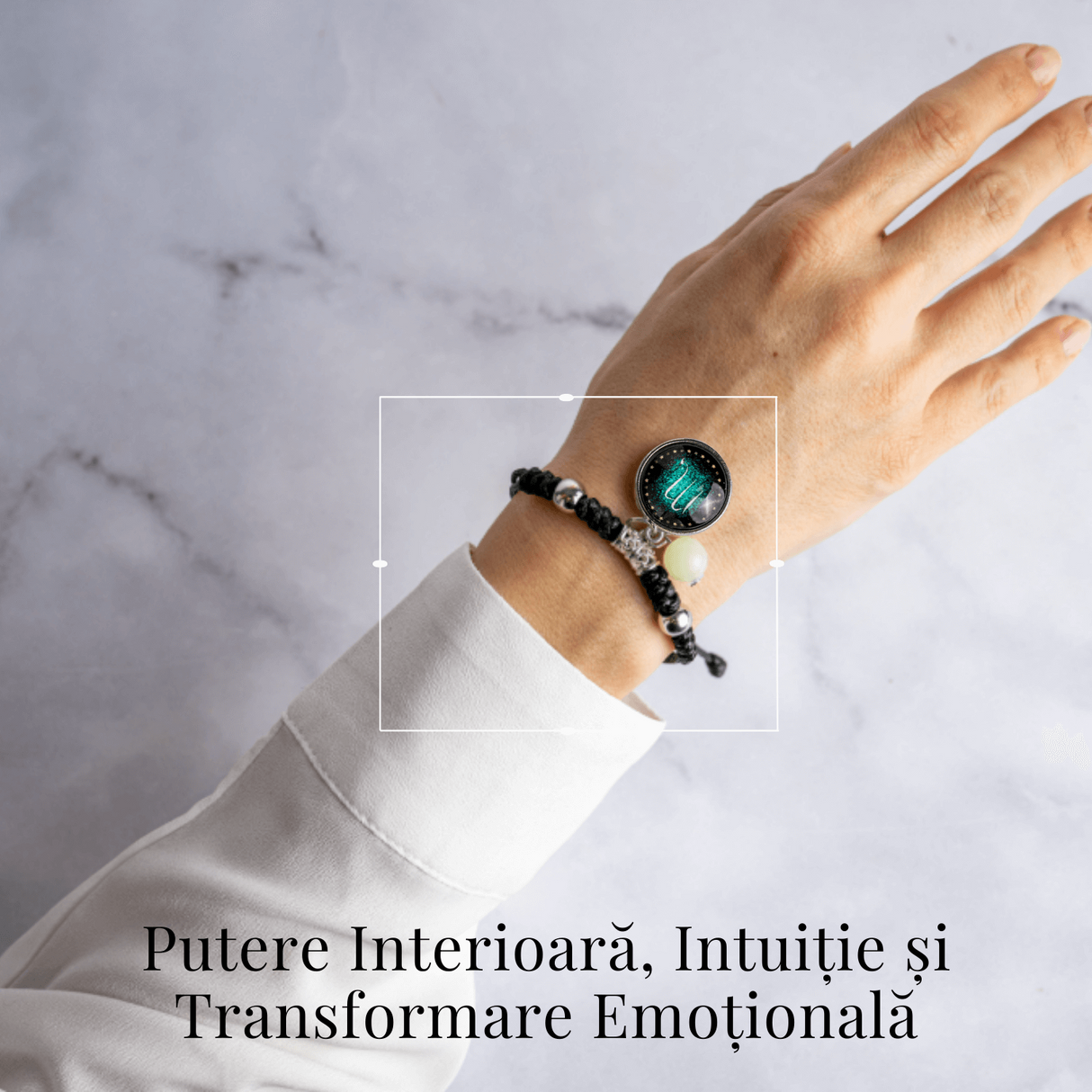 Bratara Zodiacala Ajustabila din Sfoara Cerata si Piele Sintetica - Cabochon Rotund cu Semn Zodiacal si Bila Fosforescenta