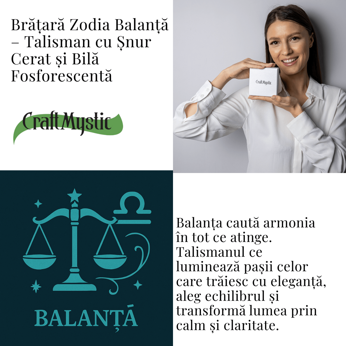 Bratara Zodiacala Ajustabila din Sfoara Cerata si Piele Sintetica - Cabochon Rotund cu Semn Zodiacal si Bila Fosforescenta