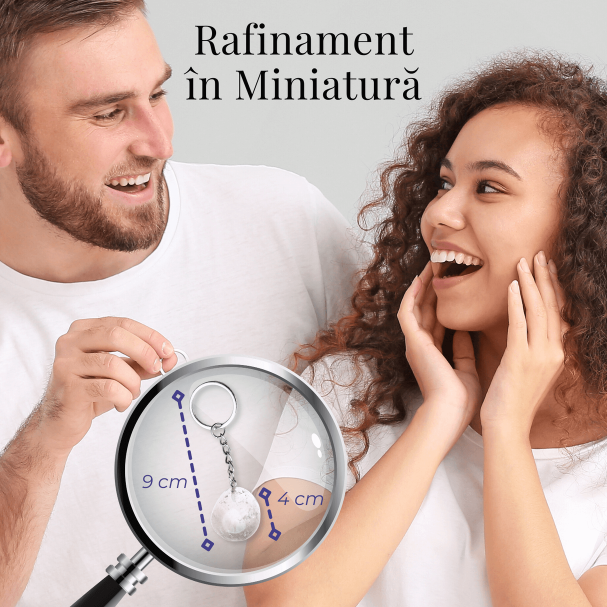 Breloc cu piatra semipretioase de Ametist in forma neregulata 3cm