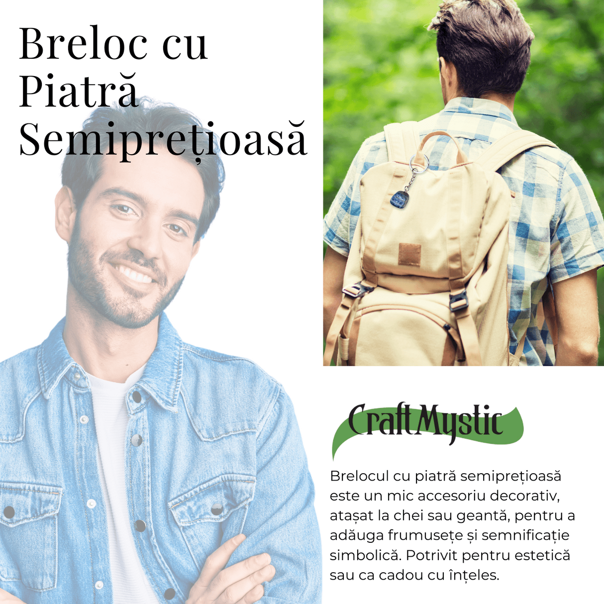 Breloc cu piatra semipretioase de Ametist in forma neregulata 3cm