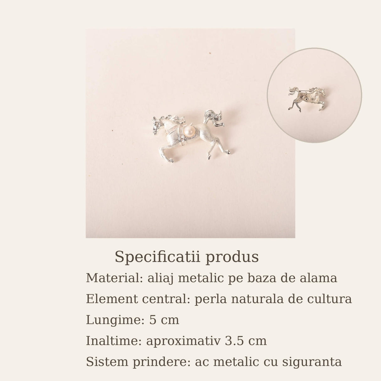 Brosa Cal cu Perla naturala de cultura - Feminitate in miscare