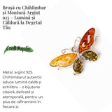 Brosa din chihlimbar forma de fluture multicolor si argint 925 - un accent cald de rafinament