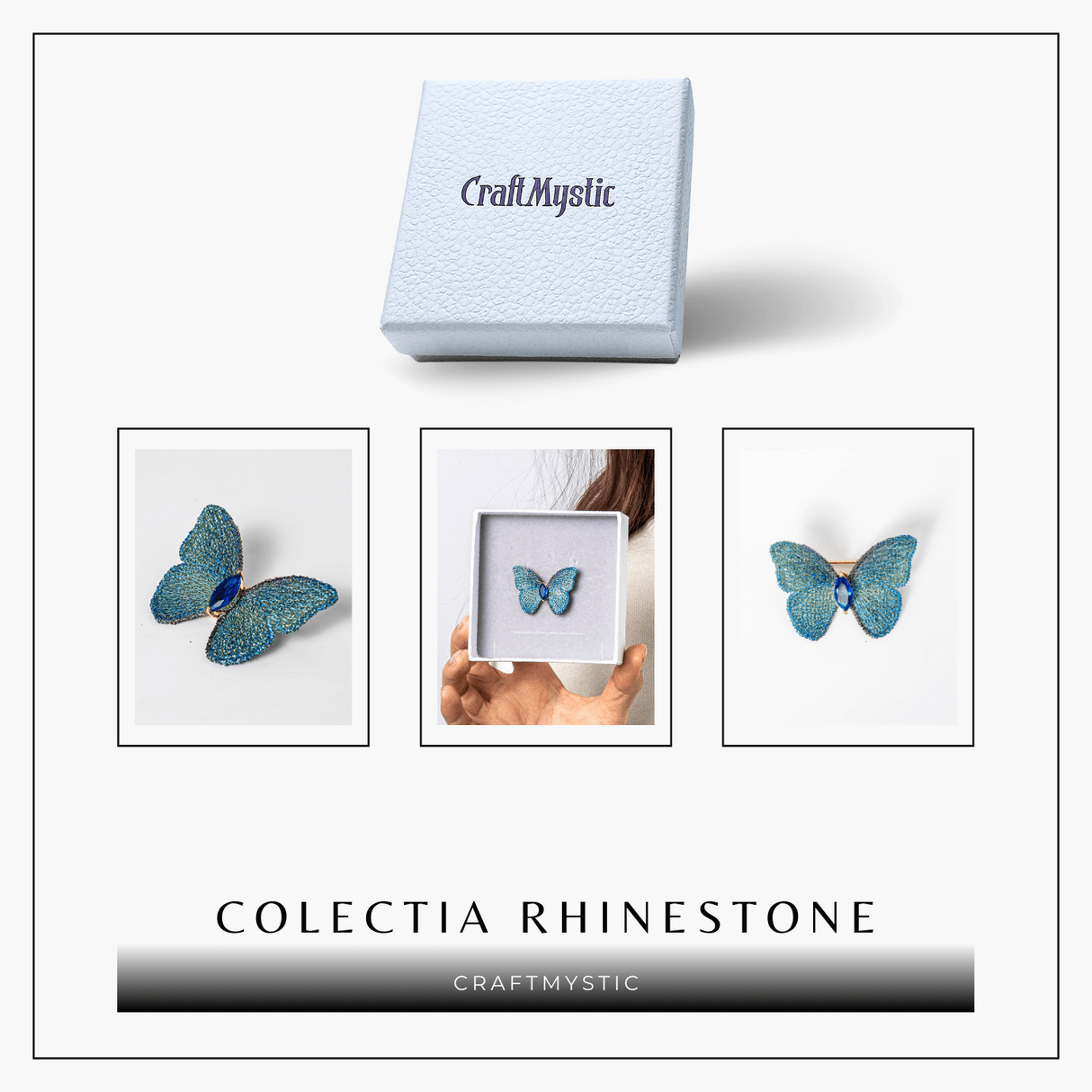 Brosa Fluturas cu Pietre Rhinestone - Stralucire Eleganta si Magie