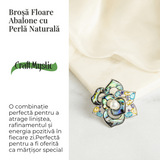Brosa Floare Abalone cu Perla Naturala - Eleganta si Armonie
