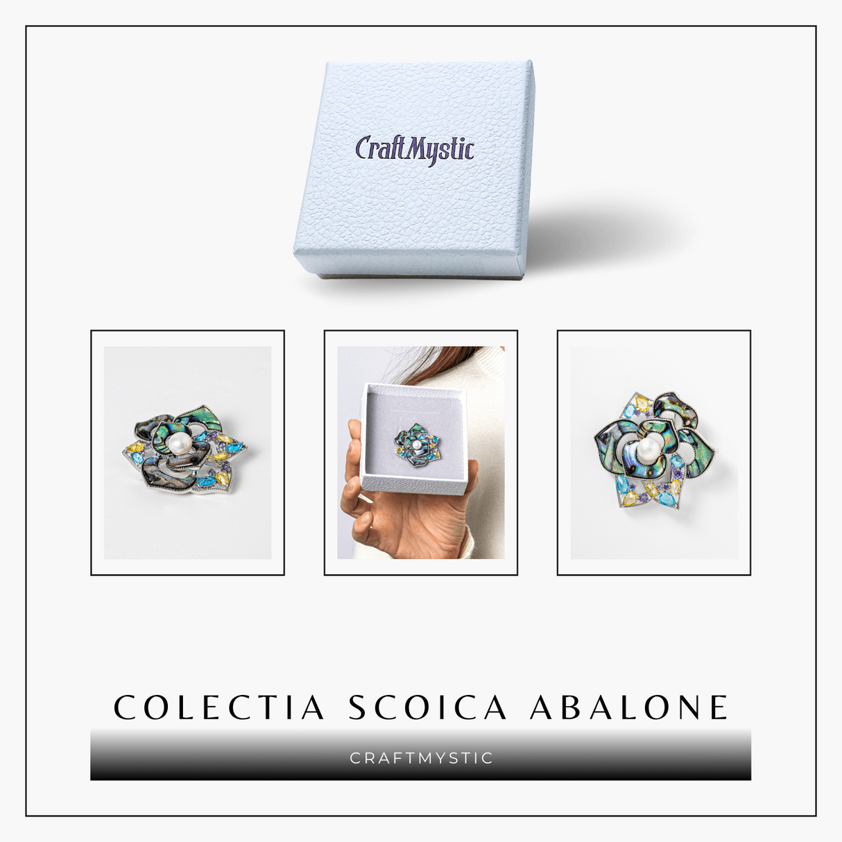 Brosa Floare Abalone cu Perla Naturala - Eleganta si Armonie