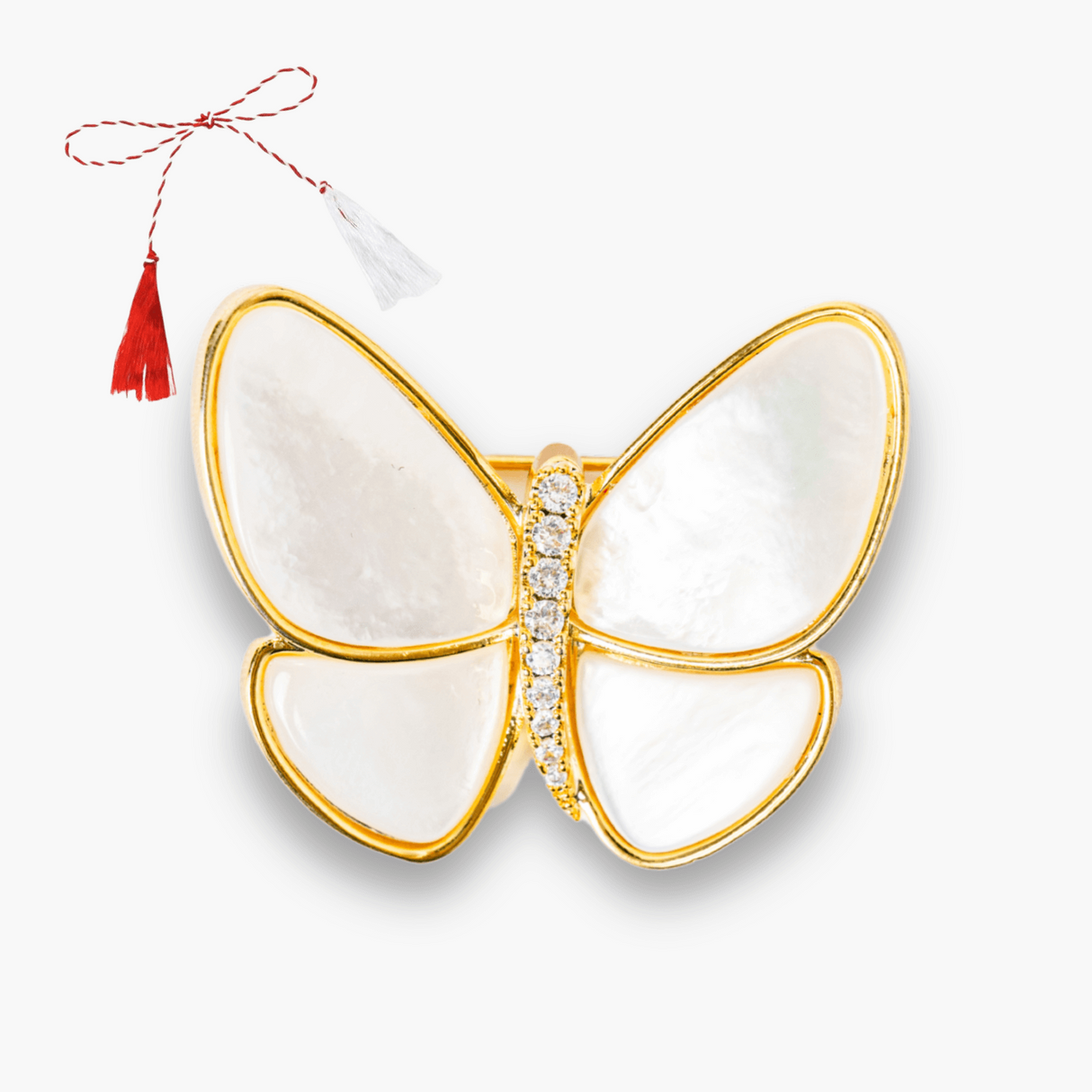 Brosa Fluturas cu Scoica Naturala si Cupru - Eleganta si Energie Pozitiva