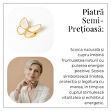 Brosa Fluturas cu Scoica Naturala si Cupru - Eleganta si Energie Pozitiva