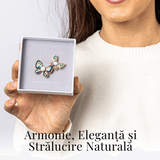 Brosa cu Fluturasi din Scoica Abalone, Perla Naturala si Fluturas cu Pietricele de Zirconia - Eleganta si Stralucire