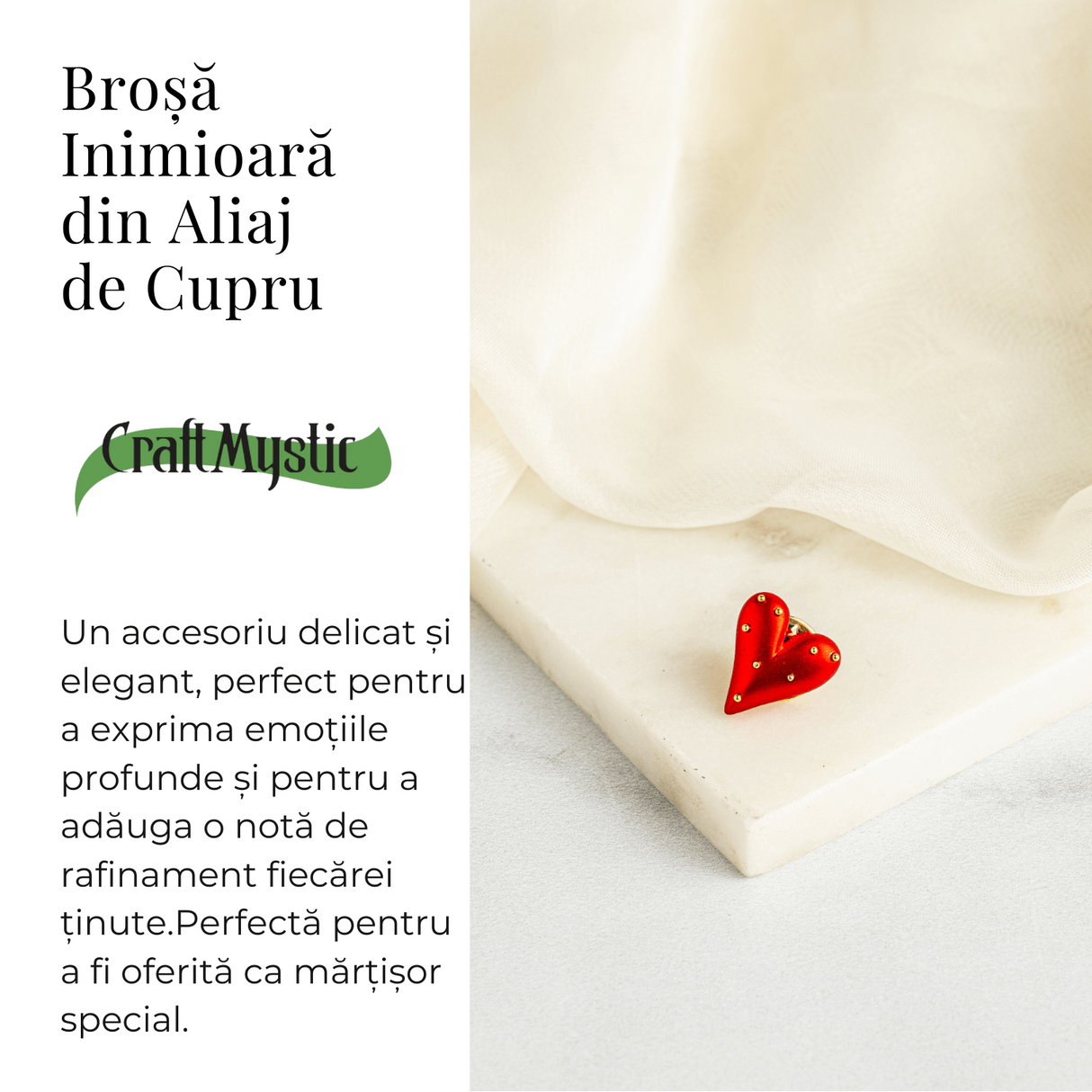 Brosa Inimioara din Aliaj de Cupru - Simbol al Afectiunii
