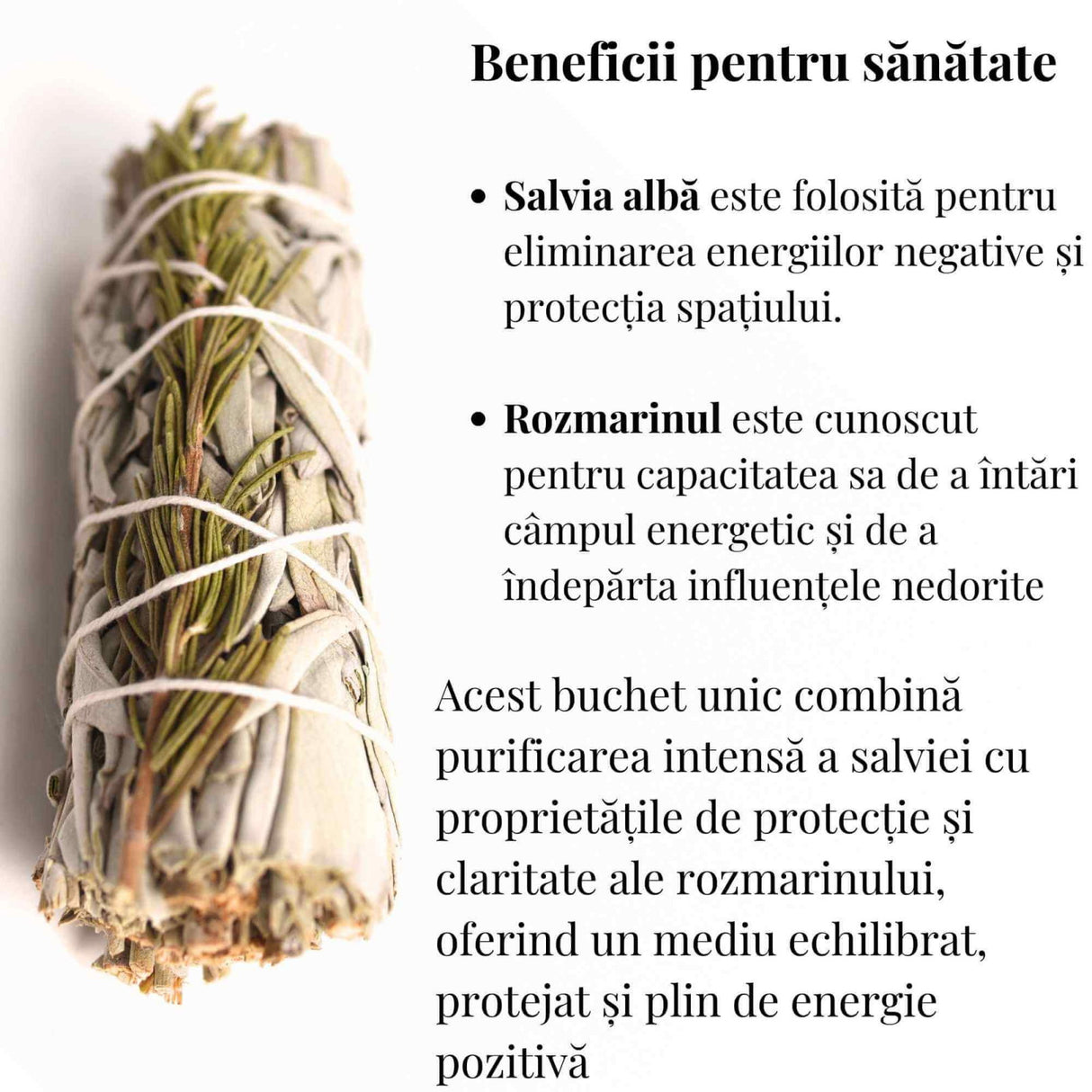 Buchet Salvie Alba California cu Rozmarin - Claritate si Protectie Energetica
