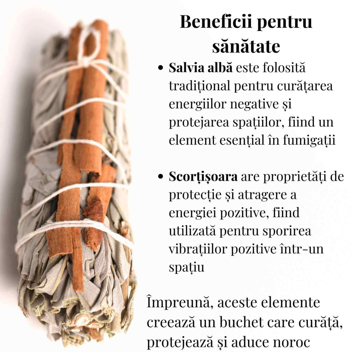 Buchet Salvie Alba California cu Scortisoara - Purificare si Energie Pozitiva