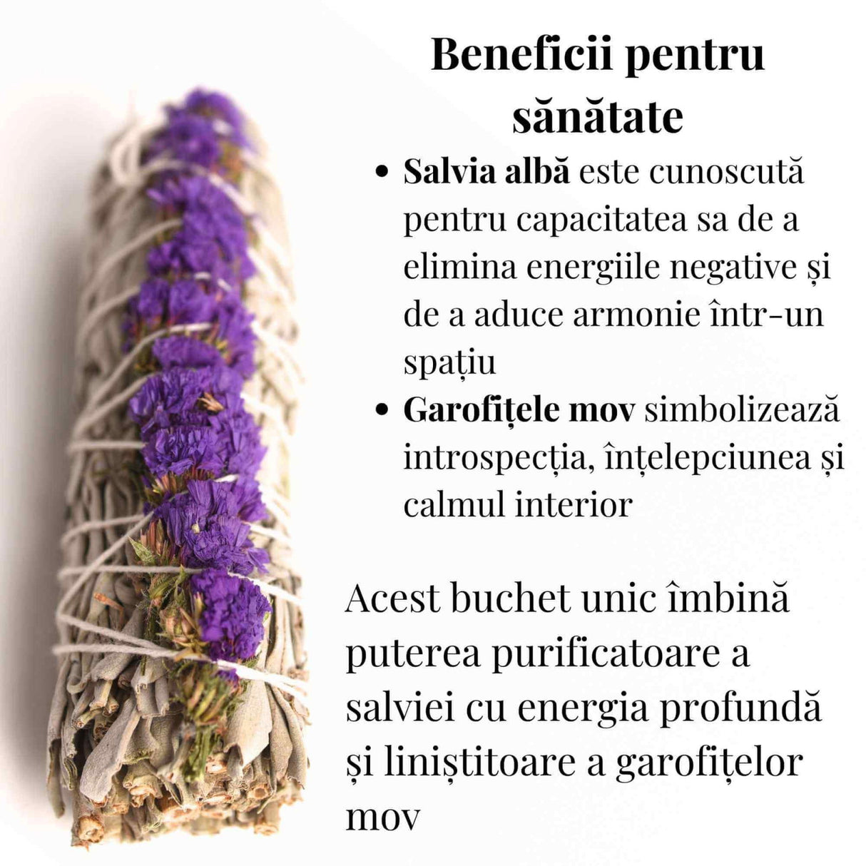 Buchet Salvie Alba California cu Grofite Mov / Sinuata - Echilibru si Claritate