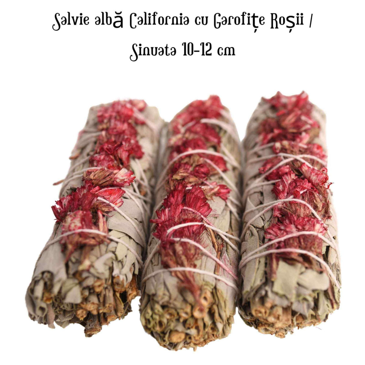 Buchet Salvie Alba California cu Garofite Rosii / Sinuata - Pasiune si Protectie