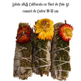 Buchet Salvie Alba California cu Cedru si Flori de Paie - Purificare si Protectie