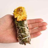 Buchet Salvie Alba California cu Cedru si Flori de Paie - Purificare si Protectie