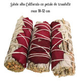 Buchet Salvie Alba California cu Petale de Trandafir Rosu – Purificare si Iubire