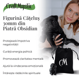 Figurina Artizanala 30mm Catelus din Obsidian
