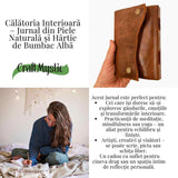 Jurnal din Piele Naturala cu Busola Hartie de Bumbac Alba