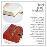 Calatorie interioara in stil vintage – Jurnal din piele naturala cu pietre pentru 7 chakre si hartie de bumbac alba