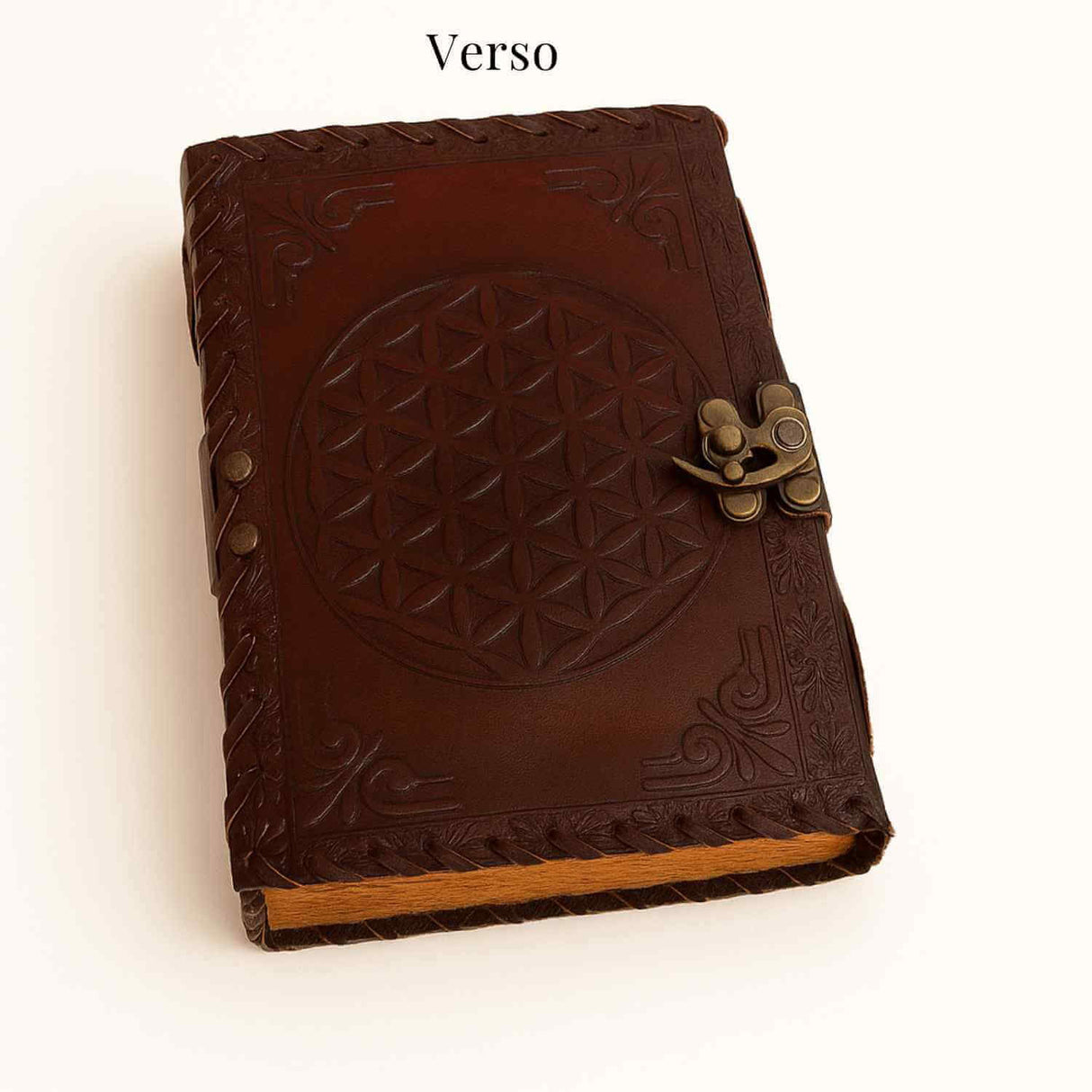 Calatoria interioara – Jurnal 20x15 cm din piele naturala cu pietre 7 chakre si hartie de bumbac