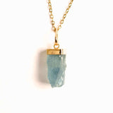 Calm Interior si Protectie - Colier din Acvamarin Brut si Argint 925 Placat cu Aur 18K