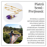 Claritate si Protectie - Colier Inima Sticluta cu Ametist Natural, Lant din cupru Placat Auriu