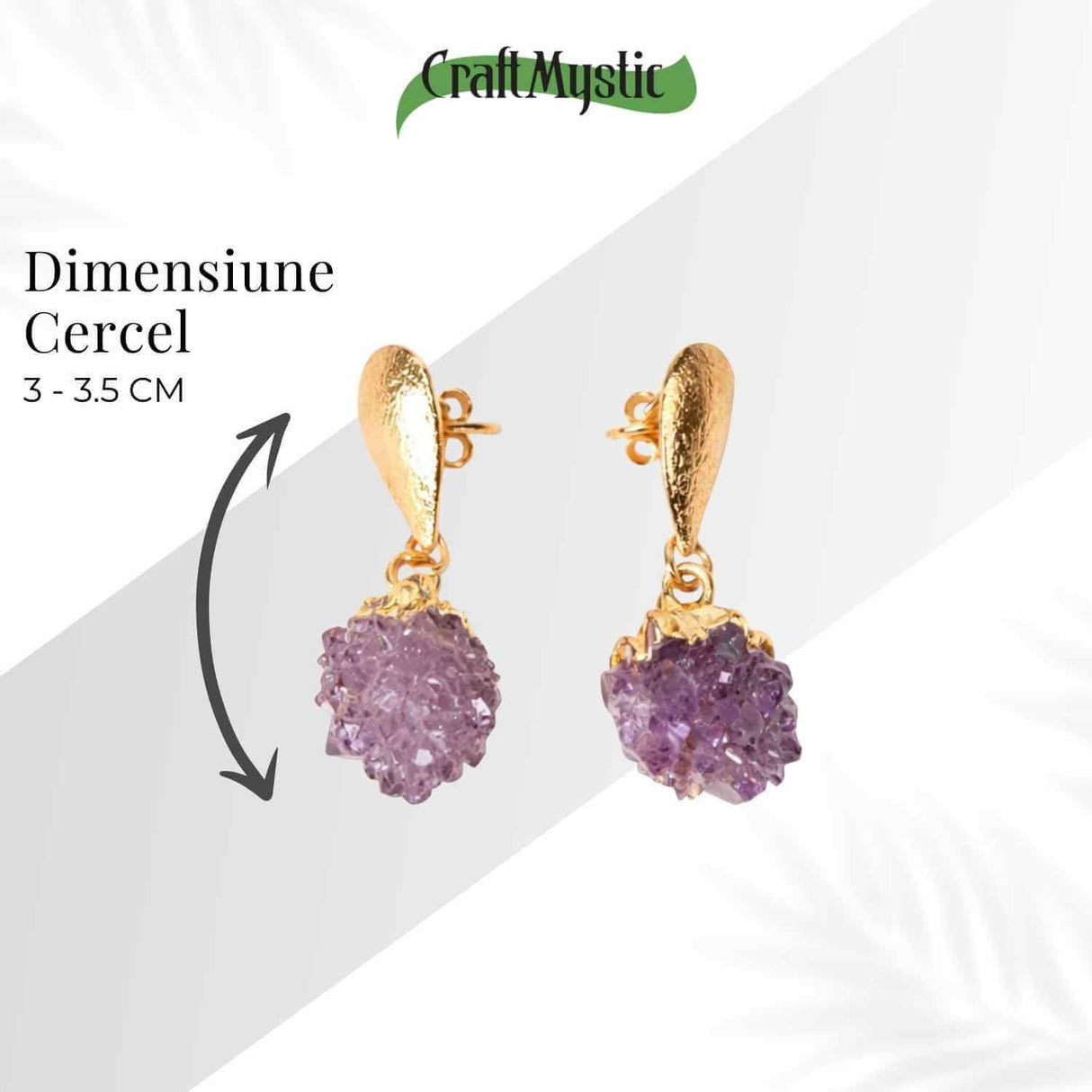 Cercei Aurii cu Ametist Natural Brut - Eleganta si Energie Feminina