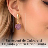 Cercei Aurii cu Ametist Natural Brut - Eleganta si Energie Feminina