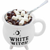 Cana Alba \\"White witch\\" in Forma de Ceaun Magic - Inscrisa cu \\"Vrajitoarea Alba\\" - Cadoul Perfect pentru Iubitorii de Magie