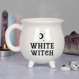 Cana Alba \\"White witch\\" in Forma de Ceaun Magic - Inscrisa cu \\"Vrajitoarea Alba\\" - Cadoul Perfect pentru Iubitorii de Magie