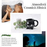 Cana din Ceramica in Forma de Ceaun cu Design Soare si Luna - Cadou Inedit pentru Iubitorii de Magie si Mister