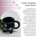 Cana din Ceramica in Forma de Ceaun cu Design Soare si Luna - Cadou Inedit pentru Iubitorii de Magie si Mister