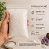 Sare Himalaya Alba pentru Curatarea Energetica a Cristalelor – Granulatie 1-2 mm, 500g
