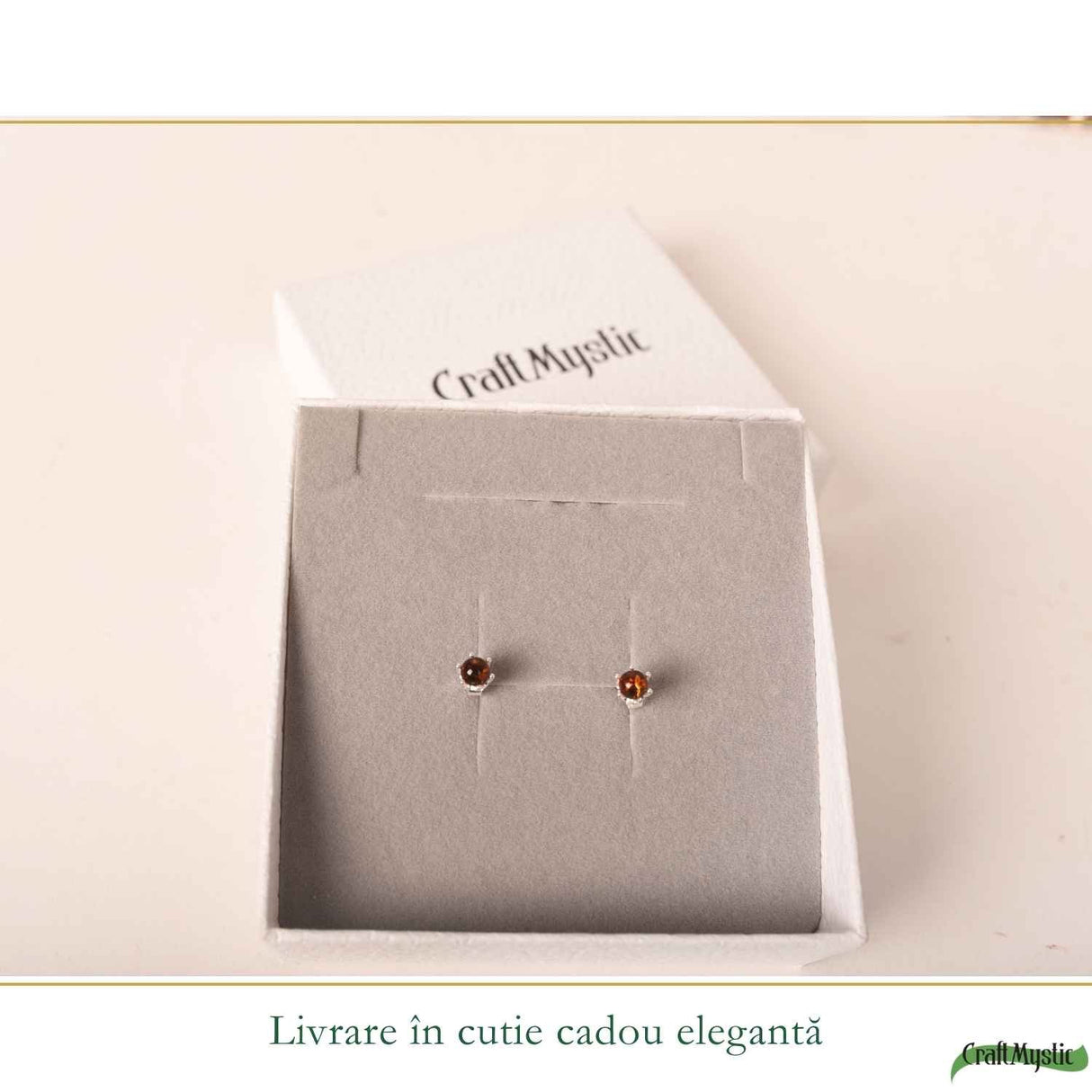 Cercei Argint 925 Biluta cu Chihlimbar - Eleganta Minimalista si Energie Naturala