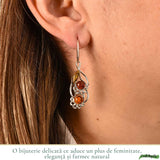 Cercei Argint 925 Buchet de Flori cu Chihlimbar - Feminitate, Energie si Eleganta