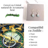 Cercei Argintii cu Acvamarin Brut, Eleganta si Calm Interior