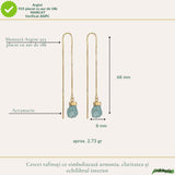 Cercei Argint 925 Placat cu Aur 18K cu Acvamarin Brut si Lant – Calm si Eleganta Naturala