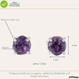 Cercei Argint 925 cu Ametist Brut Bobita – Echilibru Interior si Eleganta Naturala