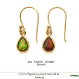 Cercei Argint 925 cu Ammolit Natural Lacrima – Eleganta si Energie Pozitiva