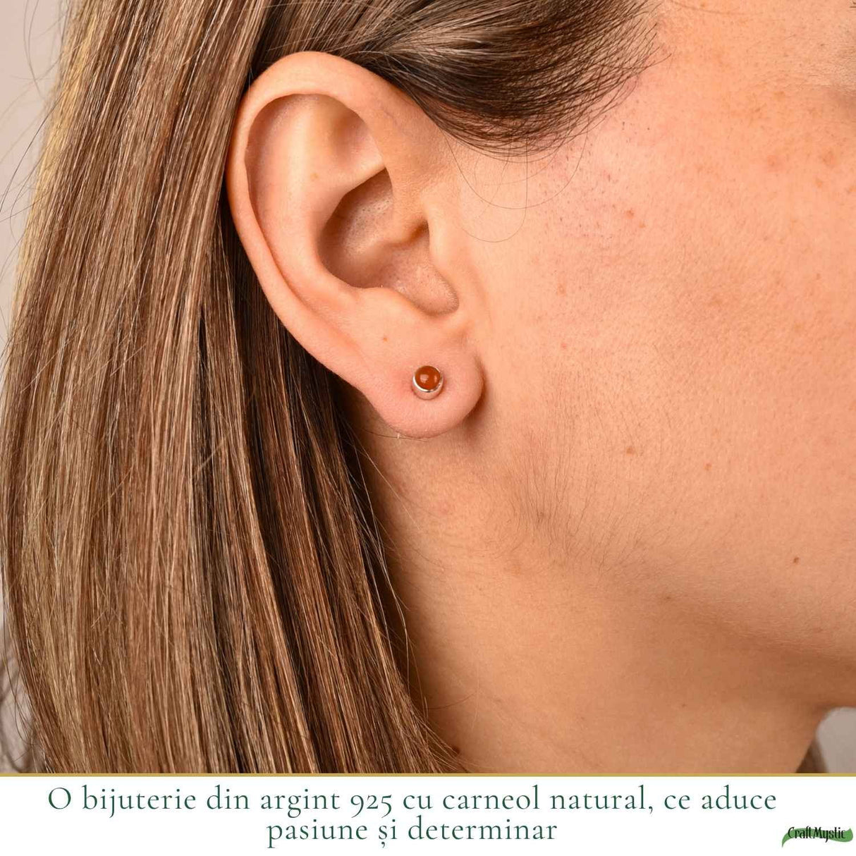 Cercei argint 925 cu carneol rotund – energie si incredere