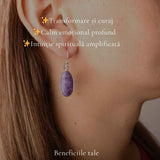 Cercei Argint 925 cu Charoite Natural Oval – Eleganta, Intuitie si Mister