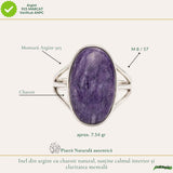 Inel Argint 925 cu Charoit Oval – Claritate Mentala si Echilibru Emotional