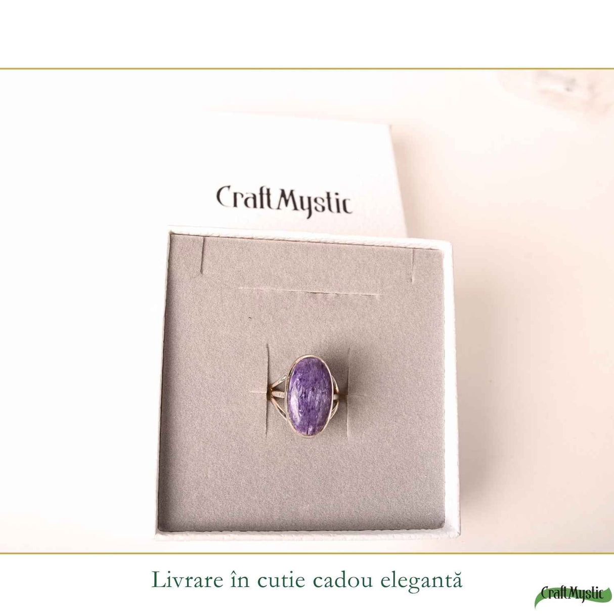 Inel Argint 925 cu Charoit Oval – Claritate Mentala si Echilibru Emotional