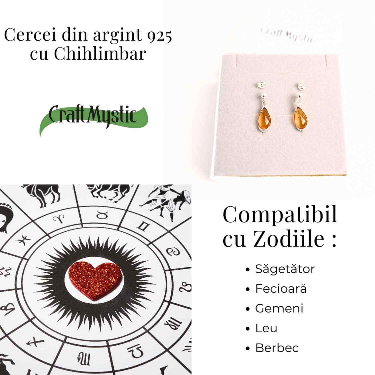 Cercei Argint 925 cu Chihlimbar - Eleganta si Protectie Naturala