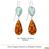 Cercei Argint 925 cu Chihlimbar si Larimar – Echilibru si Feminitate