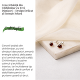 Cercei Argint 925 cu Chihlimbar rosu inchis Natural Rotund - Energie Solara, Delicatețe si Protectie