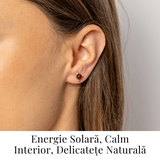 Cercei Argint 925 cu Chihlimbar rosu inchis Natural Rotund - Energie Solara, Delicatețe si Protectie