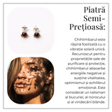 Cercei Argint 925 cu Chihlimbar rosu inchis Natural Rotund - Energie Solara, Delicatețe si Protectie